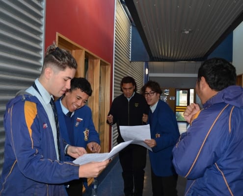 Drama students practicing