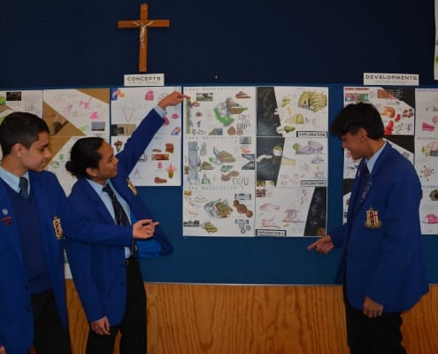 DVC Students with display of work